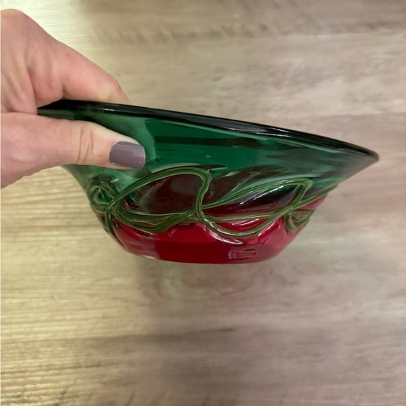 MAKORA KROSNO J. POPIELUSZKI POLAND Hand Made Art Glass Vase Bowl - Picture 4 of 6